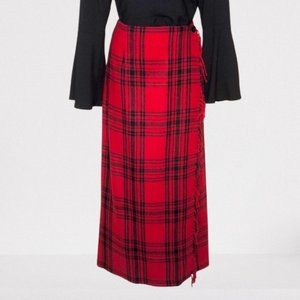 Cambridge Country Women's Plaid Wool Lined Wrap Maxi Skirt